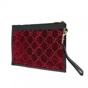 Gucci Sherry Bag Black Clutch Line Bordeaux Velvet Purple